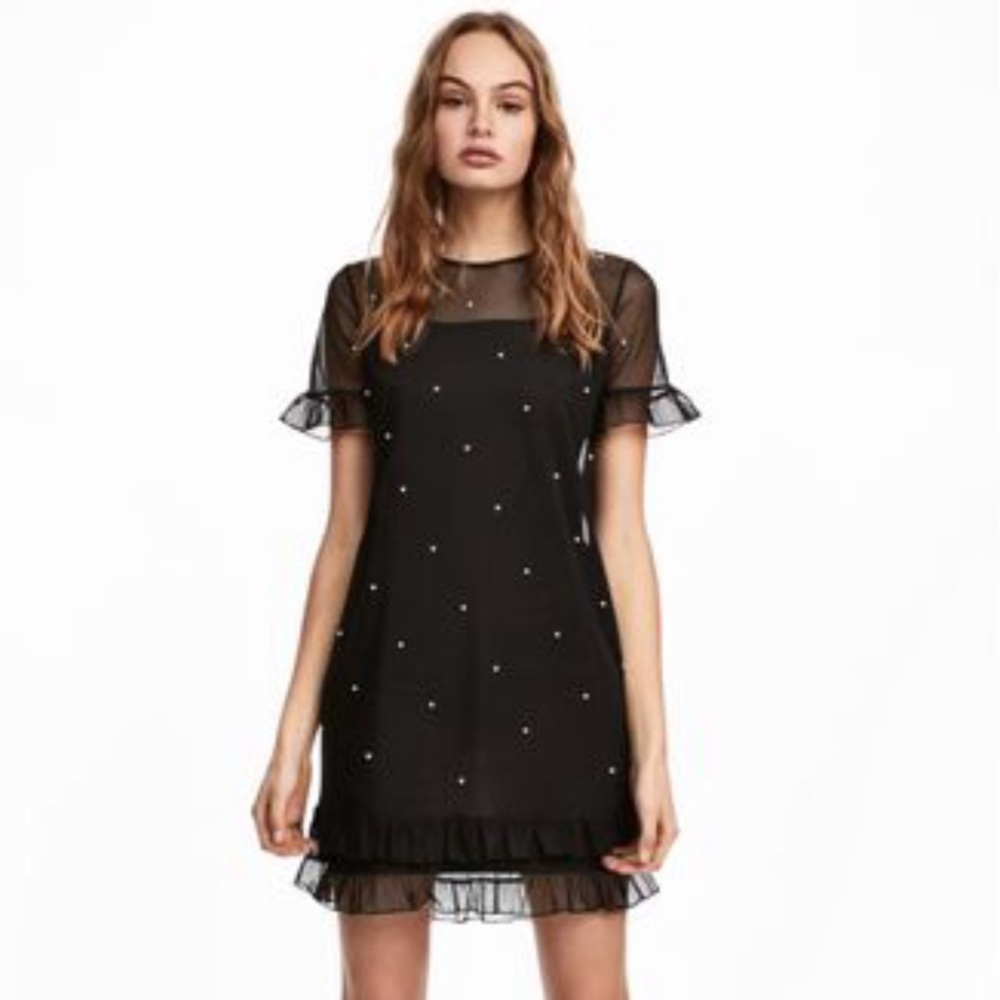 H&M / Divided 🌟 Pearl Beaded Mesh Dress
